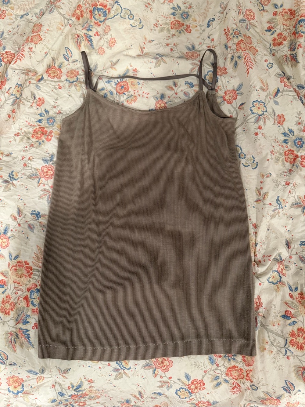 John Elliott Ribbed Taupe Spaghetti Strap Cami